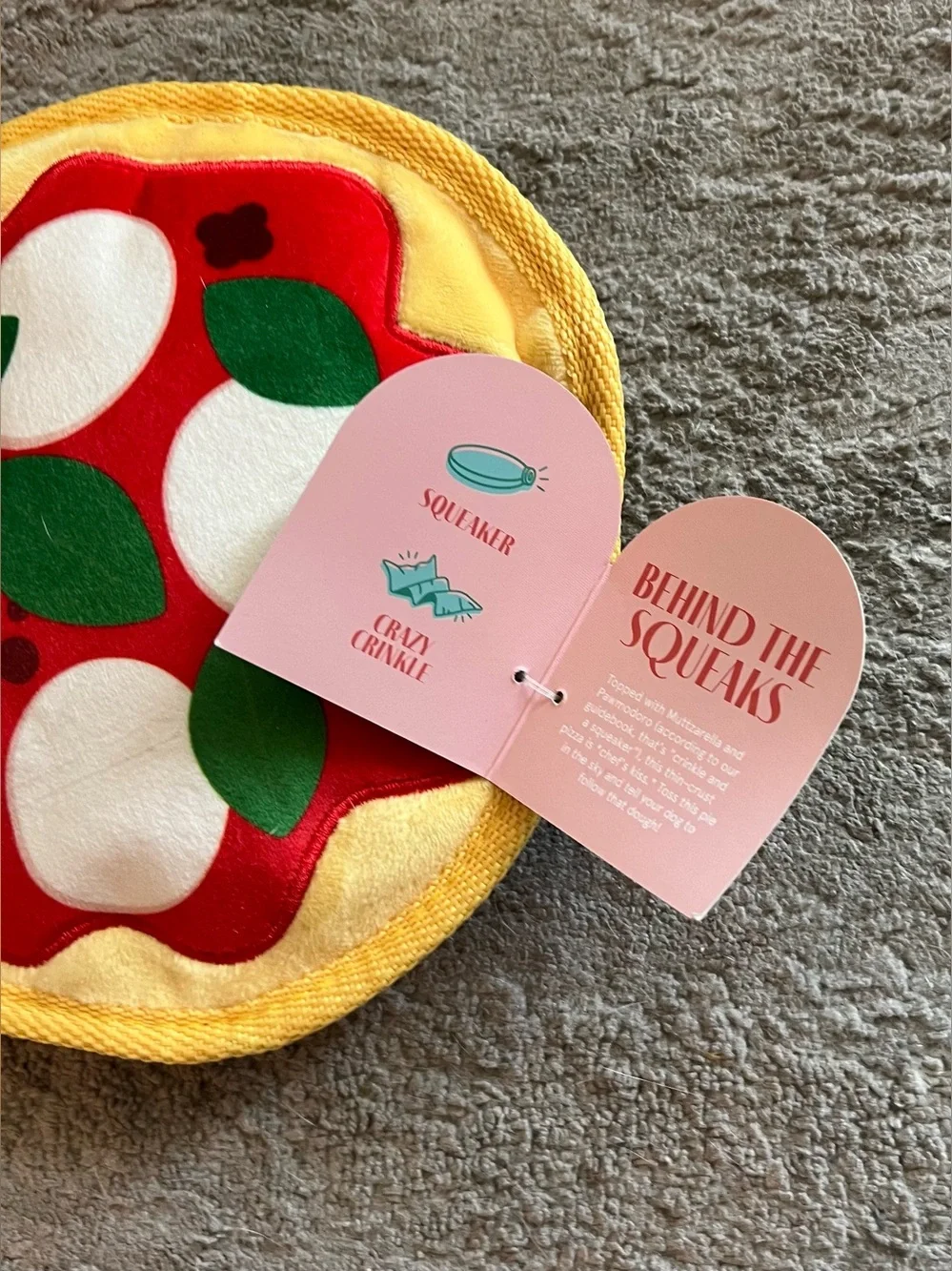 Bark Muttzarella Pizza Dog Toy NWT